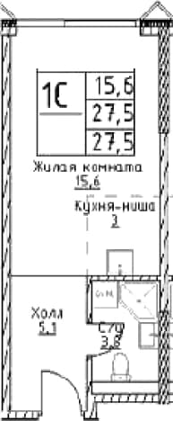 . Вариант № 1109213, 0, площадь - 27.5 квм, цена 14066250 рублей