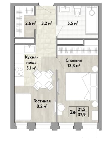 . Вариант № 2272218, 0, площадь - 37.9 квм, цена 17737200 рублей