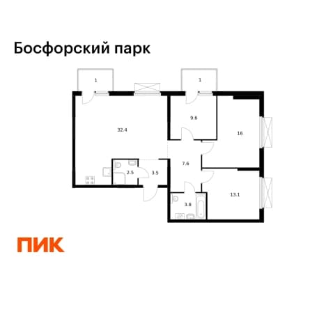 . Вариант № 2079016, 0, площадь - 90.5 квм, цена 16045650 рублей