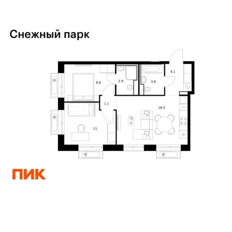 Купить двухкомнатную квартиру в новостройках в ЖК Снежный парк в Владивостоке. Вариант № 2076602, 1, площадь - квм, цена 10160000 рублей