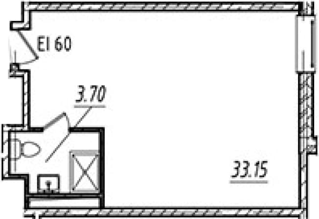 . Вариант № 1905691, 0, площадь - 37.21 квм, цена 15699150 рублей