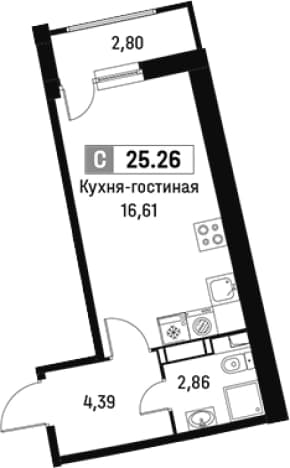 . Вариант № 1812799, 0, площадь - 23.86 квм, цена 5847412 рублей