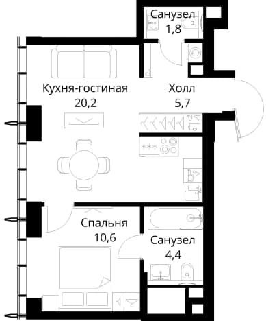. Вариант № 2173516, 0, площадь - 42.7 квм, цена 23429789 рублей