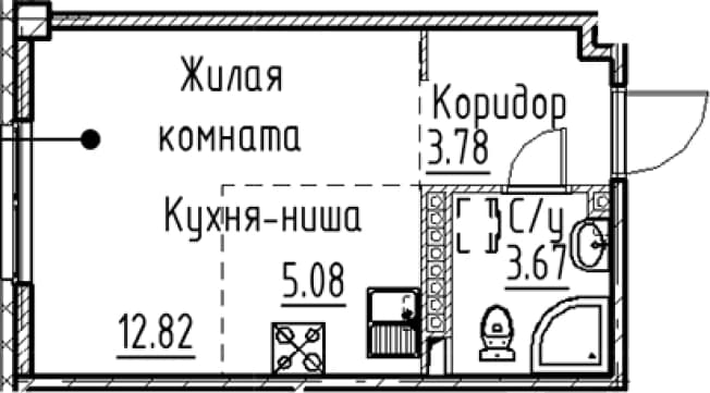 . Вариант № 1868477, 0, площадь - 25.35 квм, цена 8097804 рублей