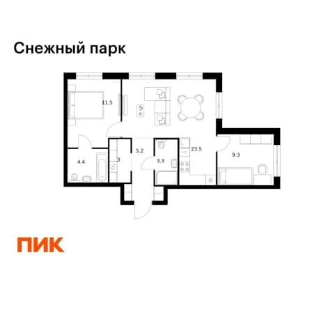 Купить двухкомнатную квартиру до 11 млн в новостройках в Приморском крае. Вариант № 2138654, 1, площадь - квм, цена 10522960 рублей
