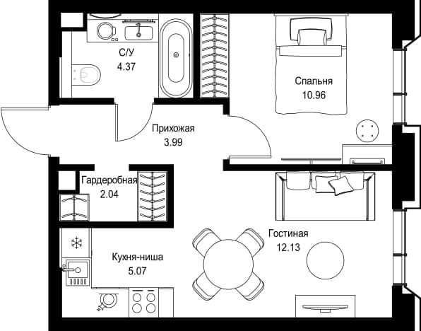. Вариант № 2197496, 0, площадь - 38.56 квм, цена 30975248 рублей