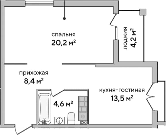 . Вариант № 2127076, 0, площадь - 46.7 квм, цена 16535197 рублей