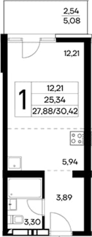 . Вариант № 2155162, 0, площадь - 27.88 квм, цена 10951200 рублей