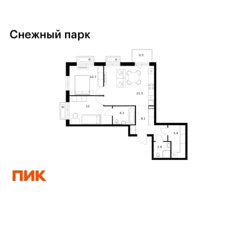 Купить квартиру с балконом в районе Первореченский в Владивостоке. Вариант № 2233276, 1, площадь - квм, цена 11273080 рублей