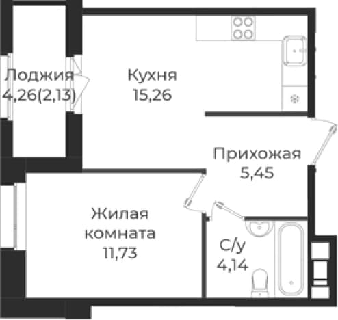 . Вариант № 1838936, 0, площадь - 36.58 квм, цена 6009728 рублей
