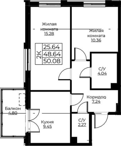 . Вариант № 1871136, 0, площадь - 48.64 квм, цена 10323850 рублей