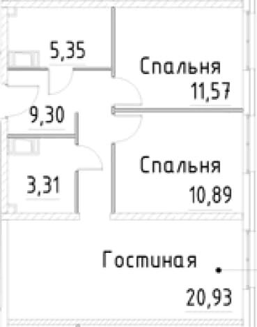 . Вариант № 1920263, 0, площадь - 61.35 квм, цена 14364734 рублей