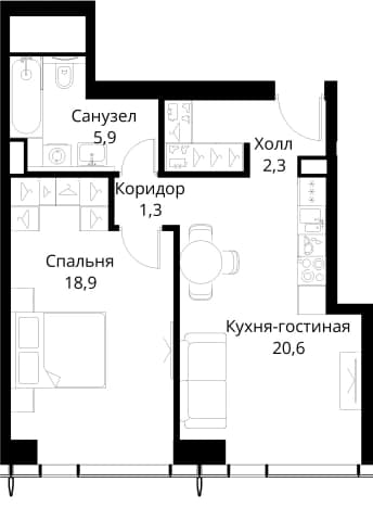 . Вариант № 2173490, 0, площадь - 51.5 квм, цена 26046640 рублей