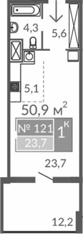 . Вариант № 2284206, 0, площадь - 38.7 квм, цена 13078000 рублей