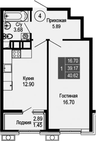 . Вариант № 2112337, 0, площадь - 39.17 квм, цена 9748800 рублей