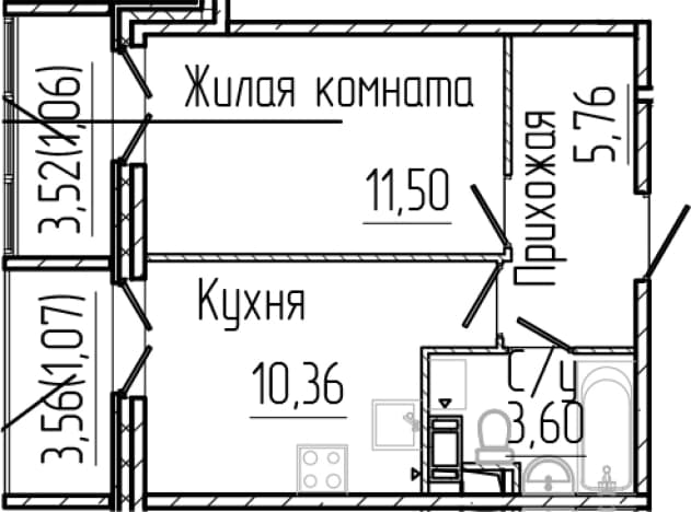 . Вариант № 2035691, 0, площадь - 31.22 квм, цена 6903450 рублей