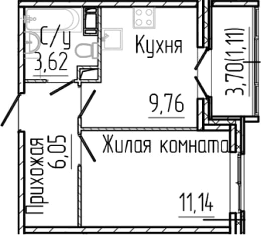 . Вариант № 2035690, 0, площадь - 30.56 квм, цена 6397340 рублей
