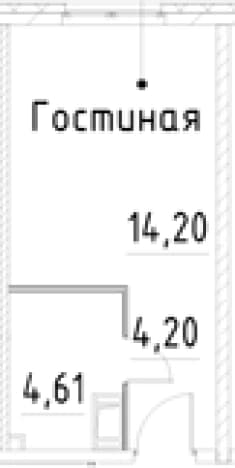 . Вариант № 1920460, 0, площадь - 23.01 квм, цена 6147632 рублей