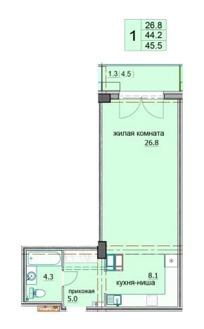 . Вариант № 670218, 0, площадь - 46.1 квм, цена 5209300 рублей