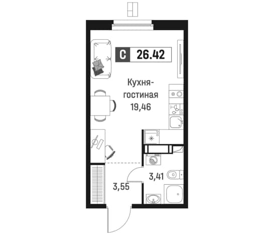 Купить студию до 20 млн в новостройках (ЖК) в Ленинградской области. Вариант № 1835194, 1, площадь - квм, цена 5478422 рублей