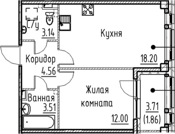 . Вариант № 1831153, 0, площадь - 41.41 квм, цена 11201738 рублей