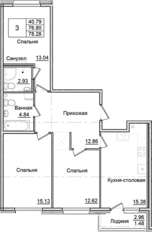 . Вариант № 1910176, 0, площадь - 76.8 квм, цена 14033015 рублей