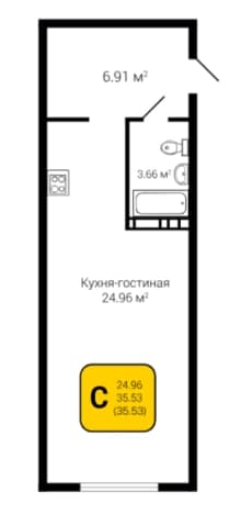Купить студию площадью 34 кв.м в Воронежской области. Вариант № 1744041, 0, площадь - квм, цена 3091110 рублей