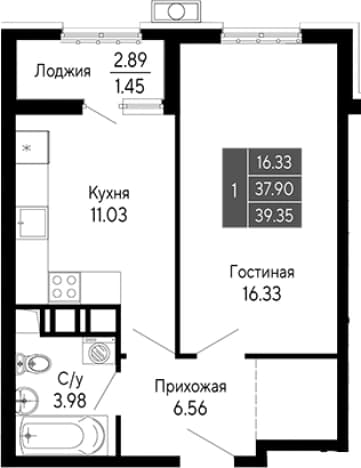 . Вариант № 2111914, 0, площадь - 37.9 квм, цена 10231000 рублей