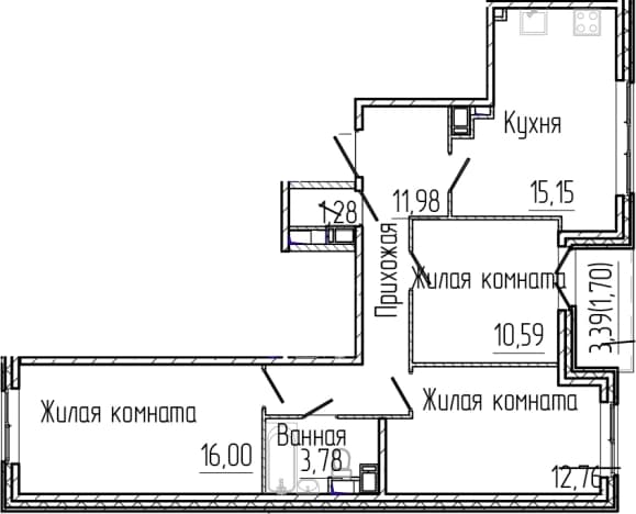 . Вариант № 1868605, 0, площадь - 71.54 квм, цена 15160680 рублей