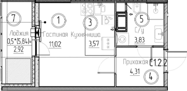 . Вариант № 2340894, 0, площадь - 22.73 квм, цена 4782522 рублей
