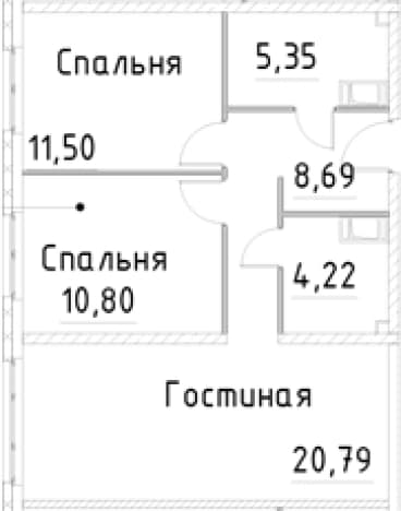 . Вариант № 1853593, 0, площадь - 61.35 квм, цена 13951947 рублей