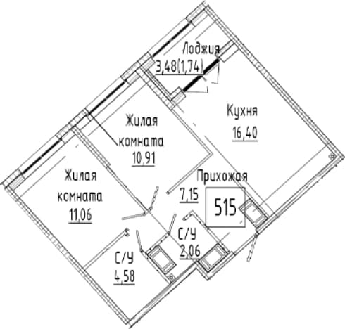 . Вариант № 2023354, 0, площадь - 52.16 квм, цена 16793000 рублей