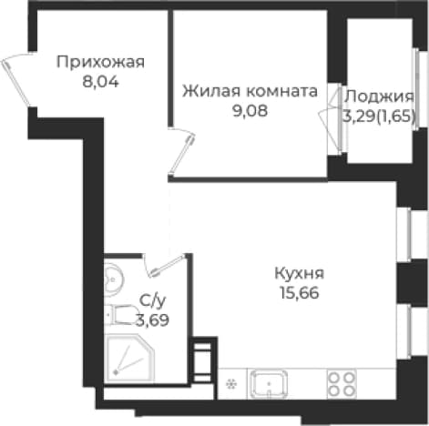 . Вариант № 1839157, 0, площадь - 36.47 квм, цена 5729436 рублей