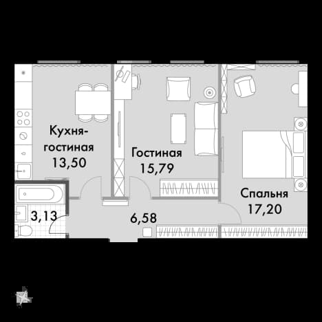 . Вариант № 924323, 0, площадь - 56.4 квм, цена 16412400 рублей