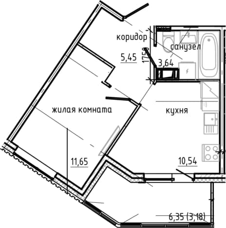 . Вариант № 1865202, 0, площадь - 31.28 квм, цена 7192260 рублей