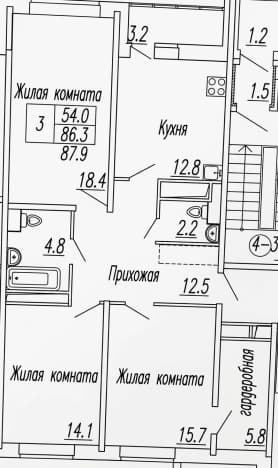 Купить трехкомнатную квартиру на вторичке в ЖК Движение. Тушино в Москве. Вариант № 2226333, 1, площадь - квм, цена 17000000 рублей