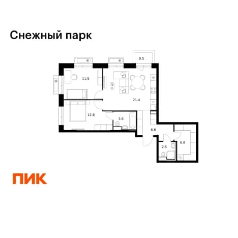 Купить двухкомнатную квартиру в новостройках в ЖК Снежный парк в Владивостоке. Вариант № 2251172, 1, площадь - квм, цена 12896910 рублей