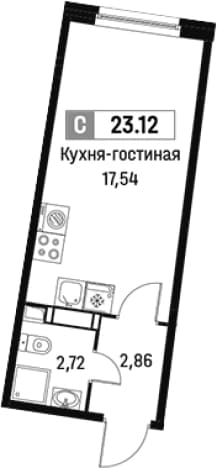 . Вариант № 1812965, 0, площадь - 23.12 квм, цена 5319617 рублей