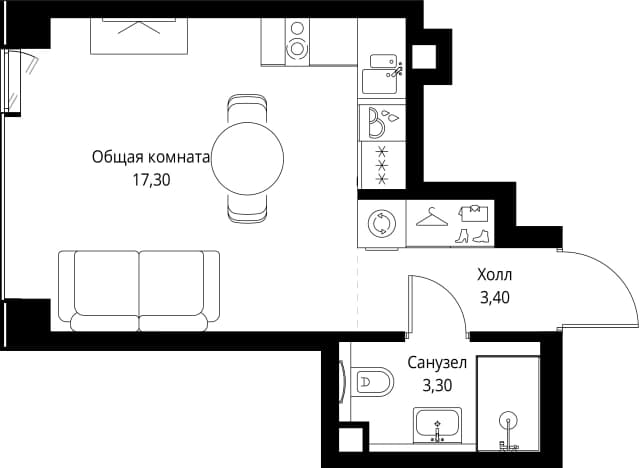 . Вариант № 1803693, 0, площадь - 24 квм, цена 19224000 рублей