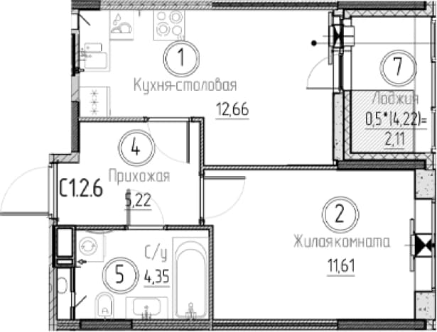 . Вариант № 1903432, 0, площадь - 33.84 квм, цена 5909298 рублей