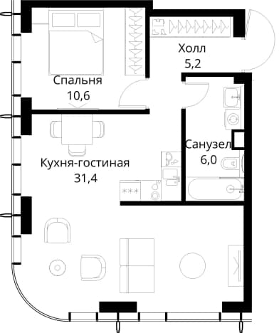 . Вариант № 2173520, 0, площадь - 53.2 квм, цена 28296335 рублей