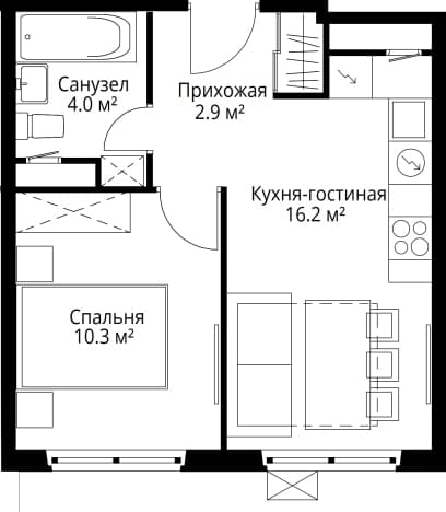 . Вариант № 2360910, 0, площадь - 33.4 квм, цена 9098060 рублей