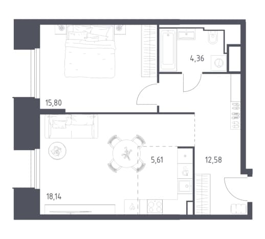 . Вариант № 2268615, 0, площадь - 56.49 квм, цена 17644708 рублей