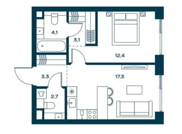 . Вариант № 2340337, 0, площадь - 42.9 квм, цена 25800000 рублей