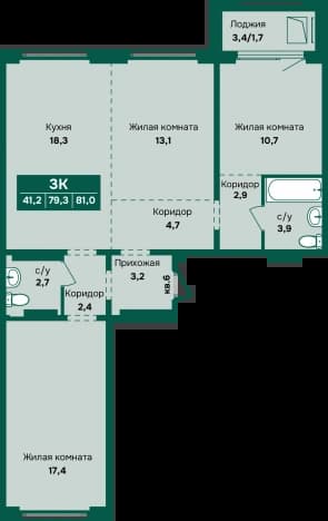 . Вариант № 2234533, 0, площадь - 81 квм, цена 9200000 рублей