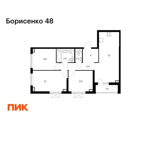Купить трехкомнатную квартиру в новостройках в ЖК Борисенко 48 в Владивостоке. Вариант № 2019764, 0, площадь - квм, цена 12776826 рублей