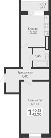 . Вариант № 1833287, 0, площадь - 40.35 квм, цена 6325200 рублей