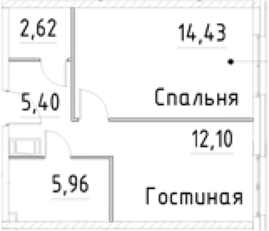 . Вариант № 1920391, 0, площадь - 40.51 квм, цена 9855815 рублей