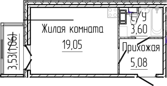 . Вариант № 2035849, 0, площадь - 27.73 квм, цена 5873160 рублей
