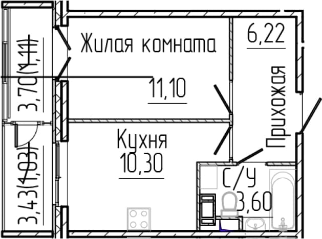 . Вариант № 2035782, 0, площадь - 31.22 квм, цена 6872160 рублей